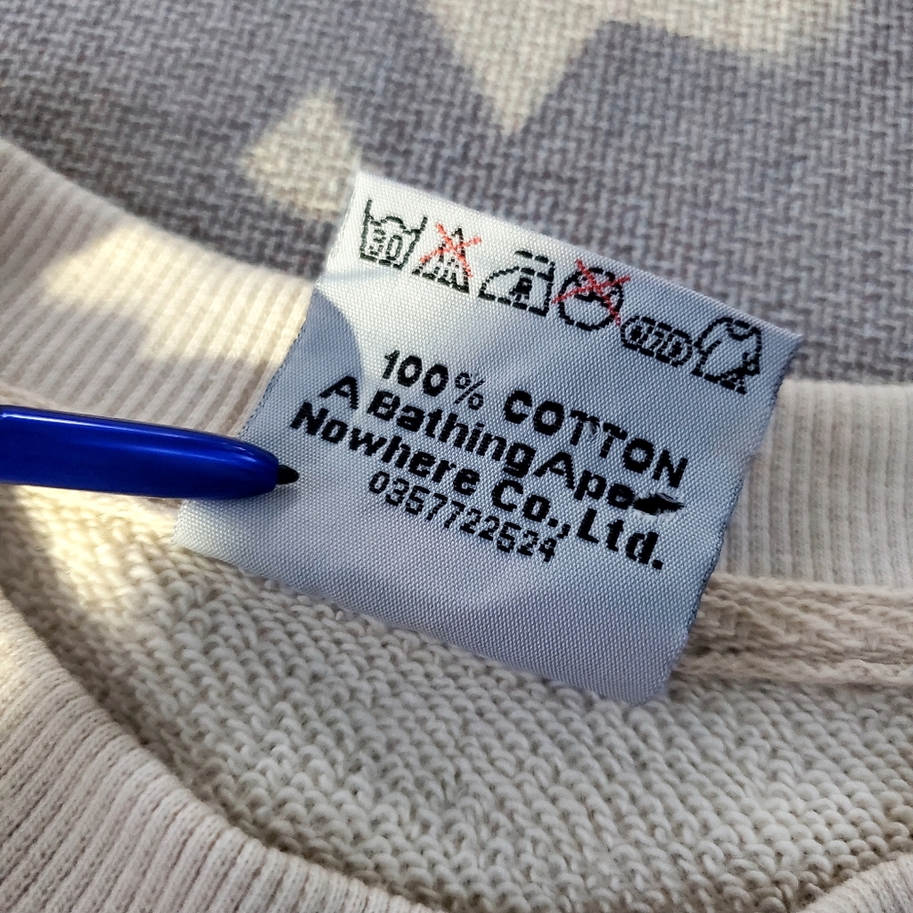 Bape Cream Crewneck Sweater with Black Graphic - Picture 3 of 7